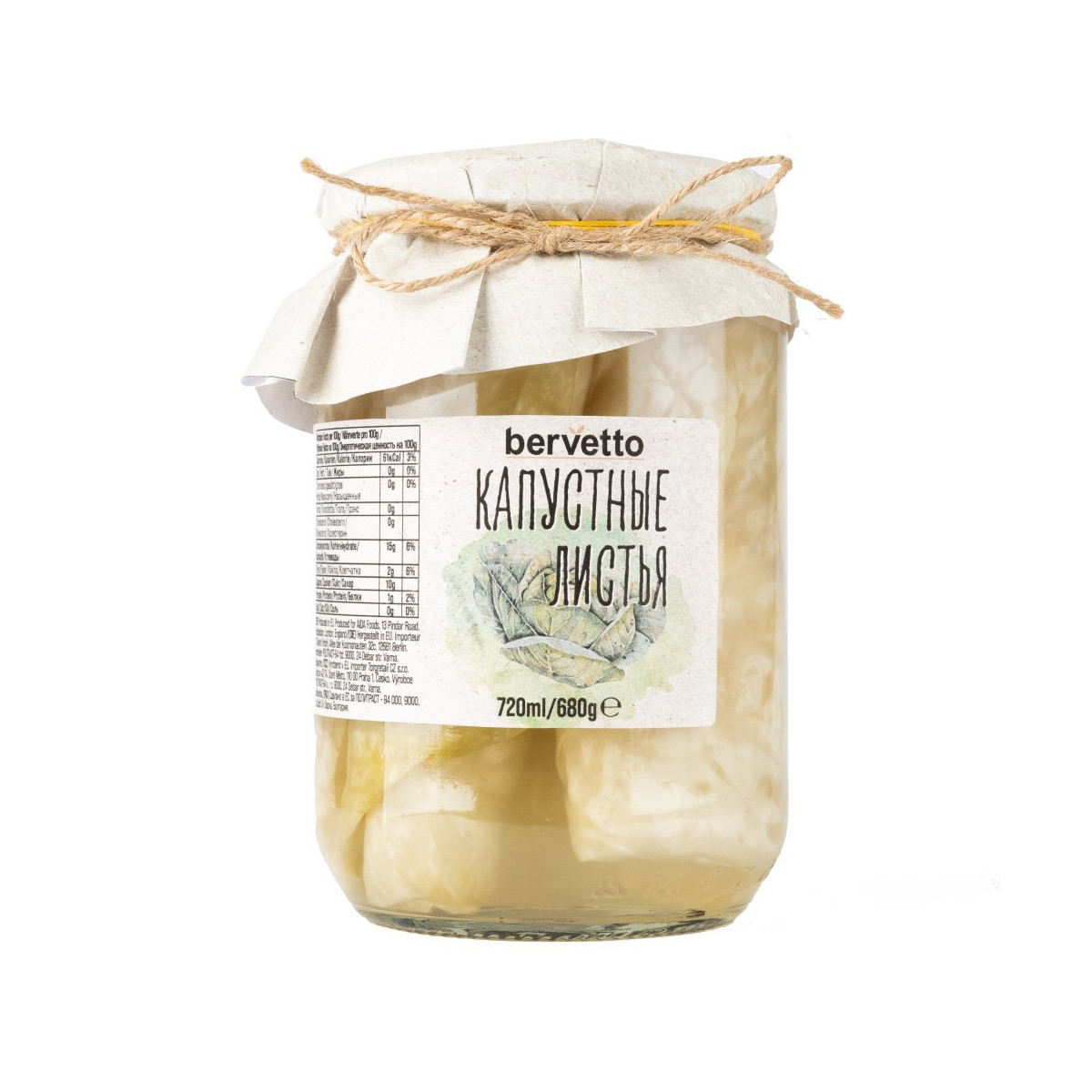 Bervetto Zelné listy, 680g/6 ks