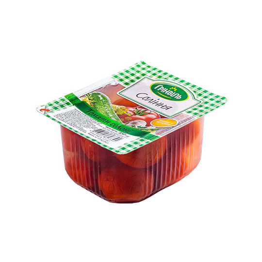 TM Grinvil Nakládana červená solená rajčata, 850g/12ks