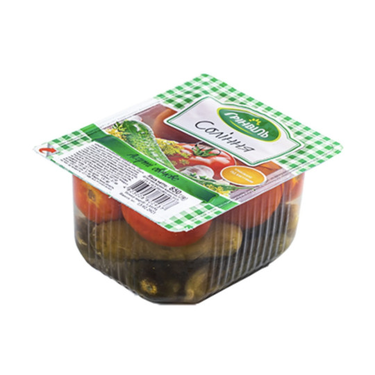 TM Grinvil Assorti okurky a rajčata, 850g/12ks
