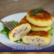 Bramborové placky (zrazy) s masem a žampionami
