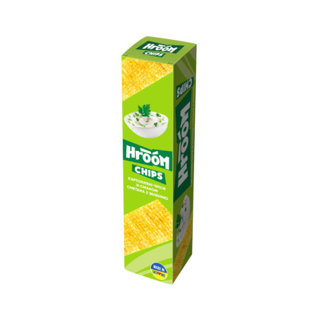 Flint Chipsy destičky bramborové "HROOM!" s příchutí zakysané smetany a bylinek, 50g /56 ks