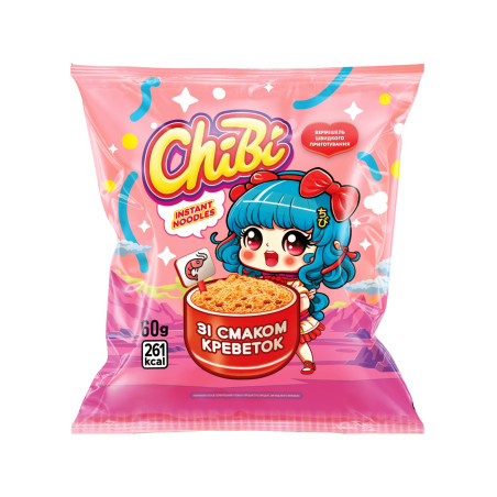 ChiBi Instantní nudlecs příchutí krevety, 60g/60ks