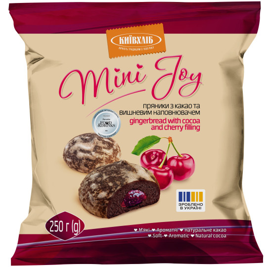 KievChlib Perníky "Mini Joy" s kakaem a višňovou náplní 250g/12kus