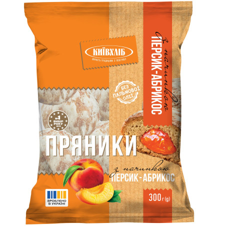 KievChlib Perníky "Ovocný sad" s broskvovo-meruňkovou náplní, 300g / 10ks