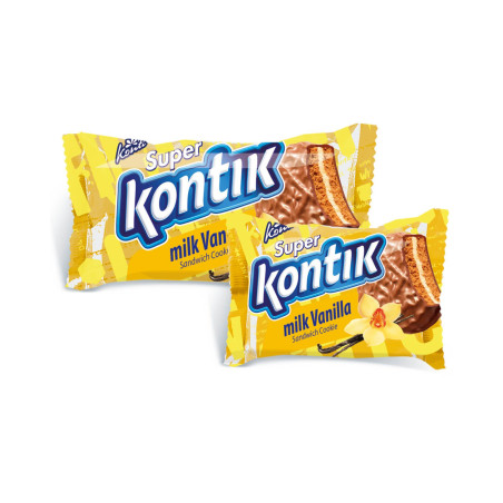 Konti "Super Kontik" sušenky-sendvič s příchutí mléka, 90g/36ks