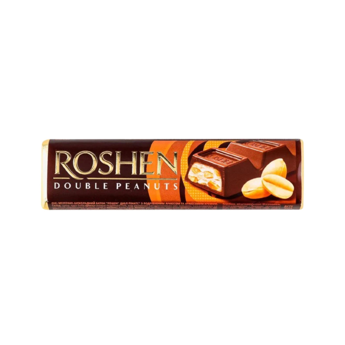 Roshen Čokoládová tyčinka DOUBLE PEANUTS s arašídovou náplní, 39g / 30ks
