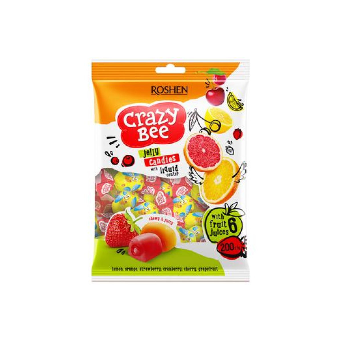 Roshen Želé bonbóny "Crazy Bee Frutty", 200g/12 ks