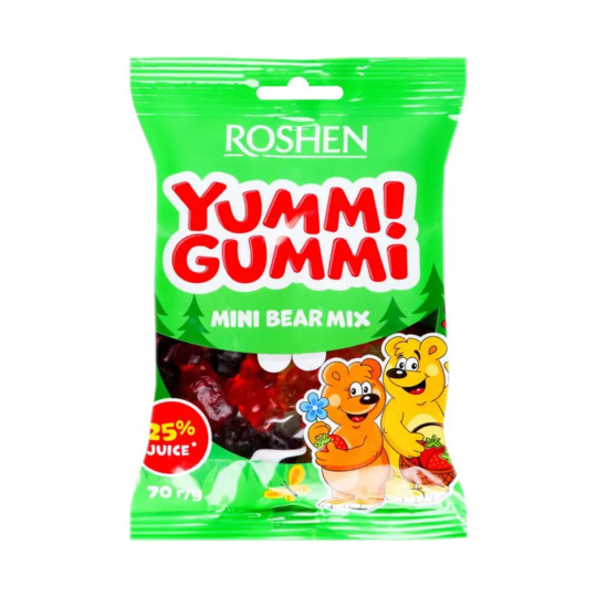 Roshen Želé bonbóny "Yummi Gummi Mini Bear Mix", 70g/22 ks