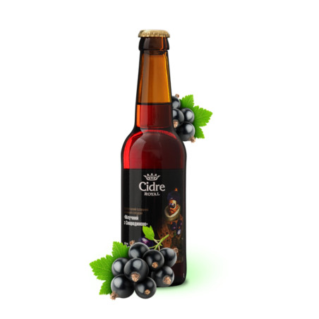 TM Cidre Royal Sladký přírodní fermentace míchaný cider "Jablko s černým rybízem", 5%, sklo 0,33l/12ks