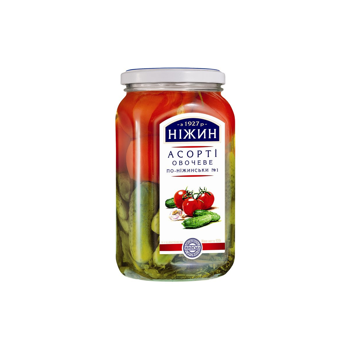 TM Nezhyn "Assorti okurky a rajčata na nežinský způsob №1", 920g/12ks